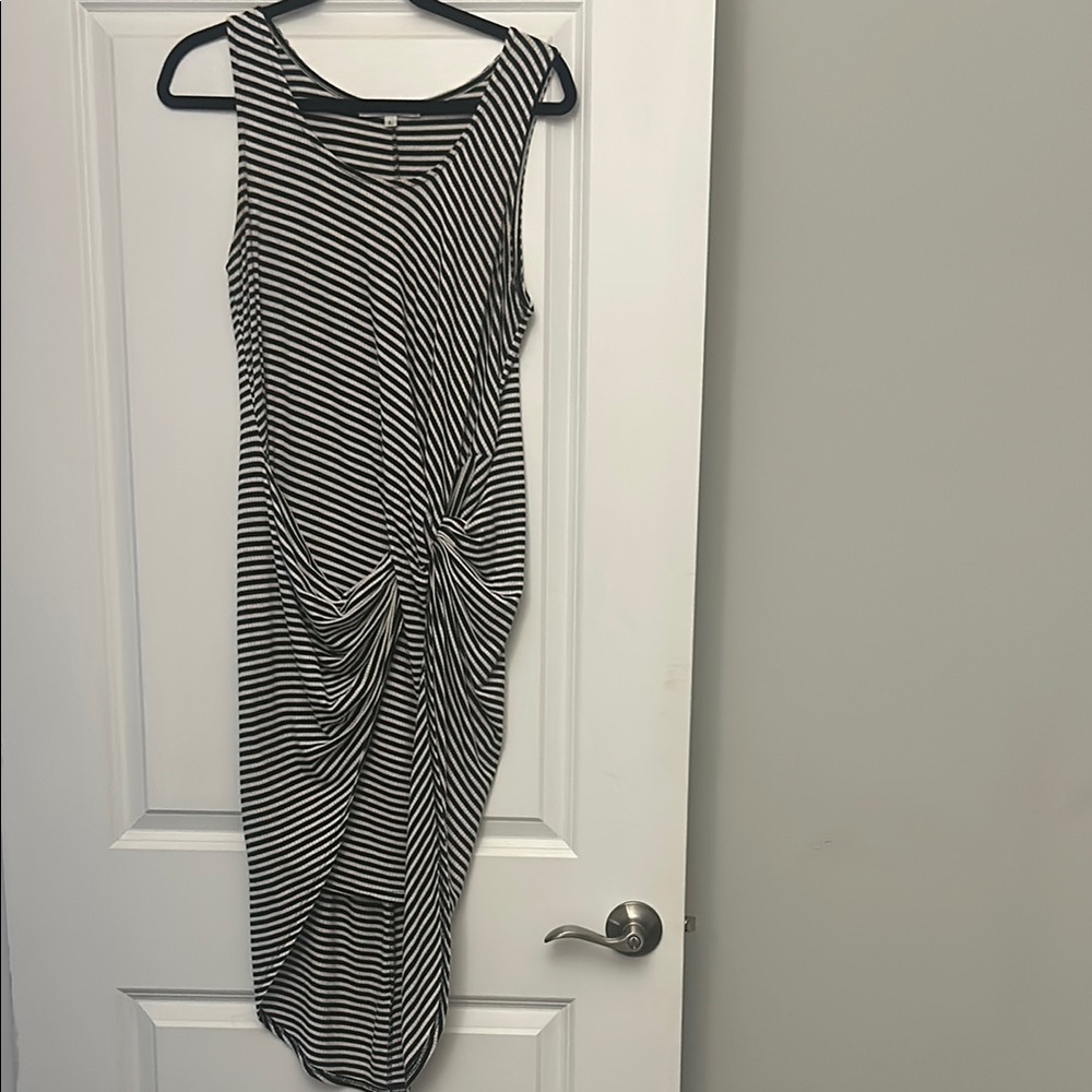 Striped Black and White Sleeveless Dress